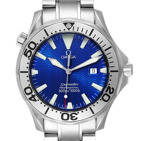 omega seamaster quartz blue dial|omega seamaster blue face.